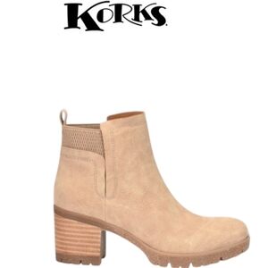 KORKS by KORK-EASE Elsie Lug Sole 2.25” Block Heel Vegan Leather Ankle Boot 6M